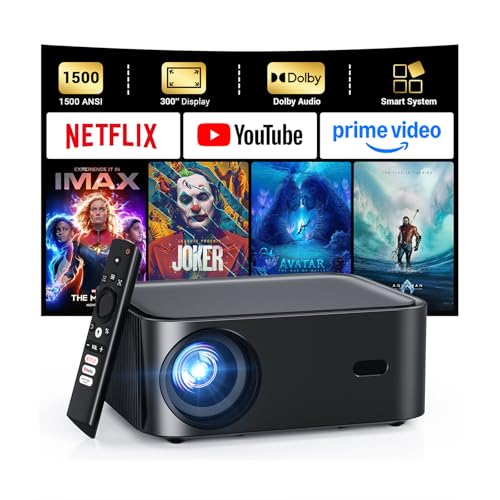 1500ANSI Netflix Officially Licensed Full HD Smart Projector,...