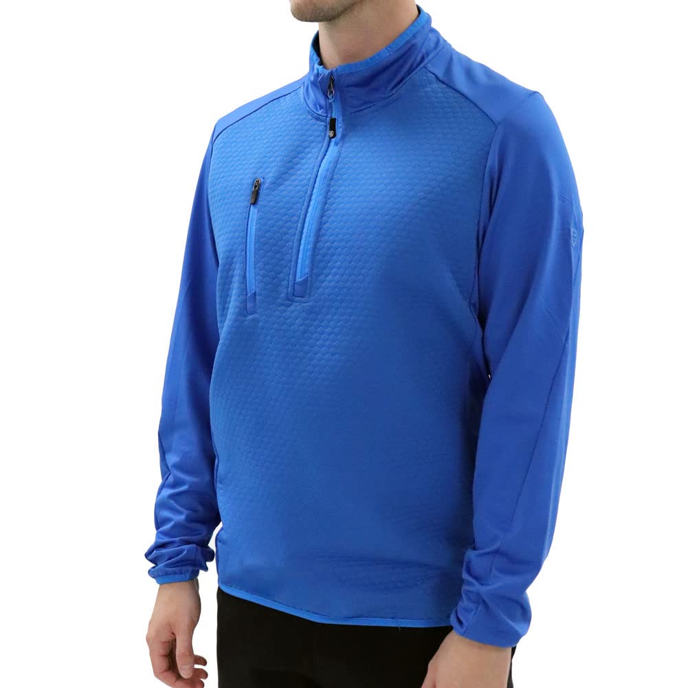 Island GREEN Mens 1/4 Zip Top Layer With Heat Welded Padded Yoke Sweater, Marine/Turquoise, L UK