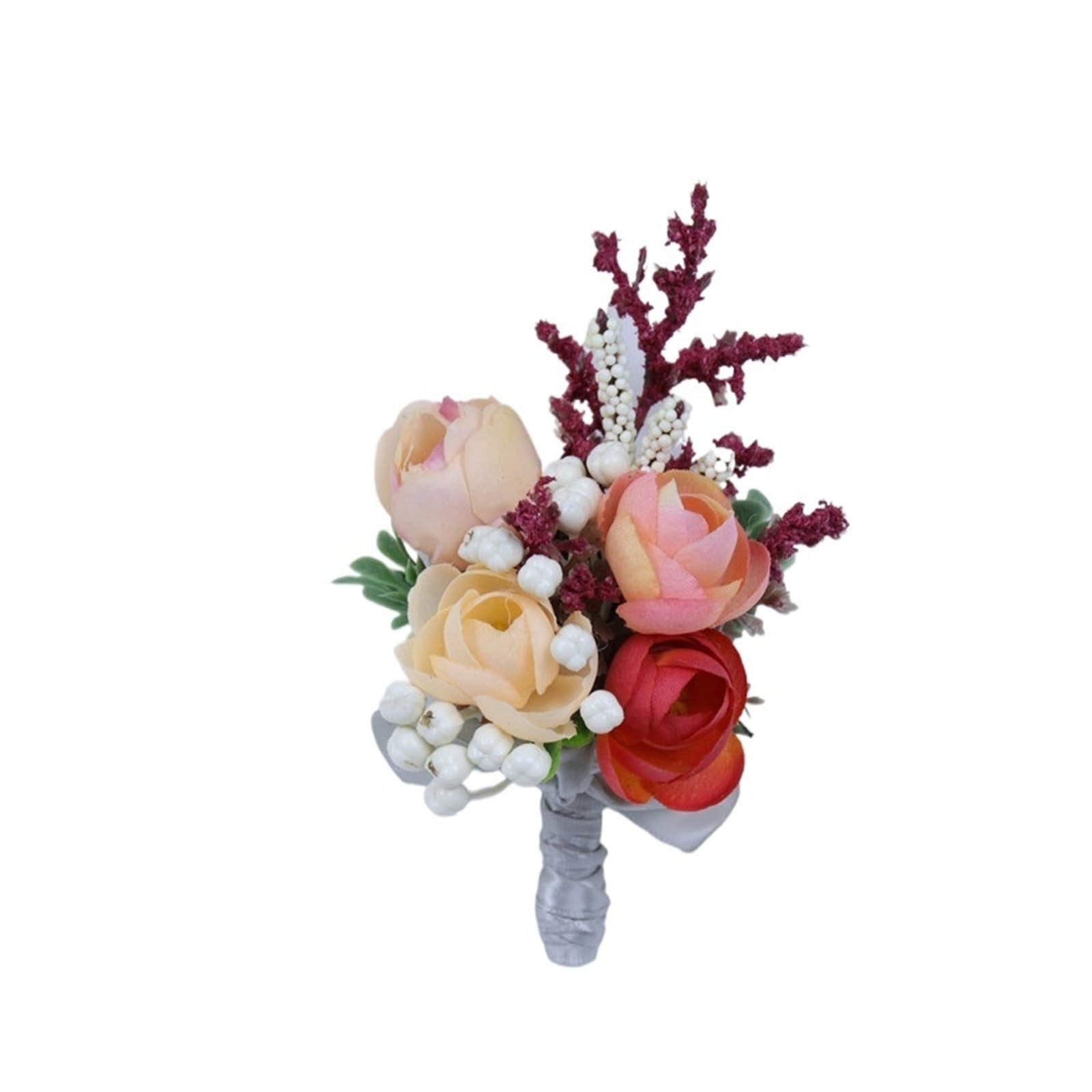 MQFBNNP Wedding boutonniere Silk Rose Boutonniere Wedding Wrist Corsage Bridesmaids(Boutonniere-4)