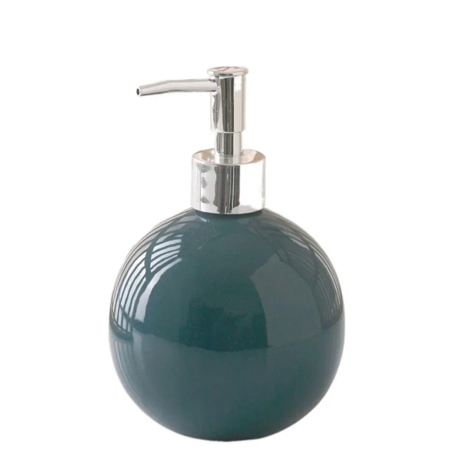 Ceramic Soap Dispenser Portable Ceramic Hand Soap Bottle Refillable Reusable Sanitizer Dispenser Round Leakproof Liquid Container Bathroom(DarkGreen)