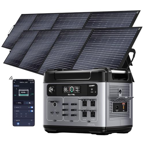 Oukitel Solar Generator 3200W mit 2x200W Solarpanel 2048Wh Tragbare Powerstation (6400W Peak) LiFePO4 Batterie 220V-240V 1 Std Schnellladung für OutdoorCamping Reise Stromausfälle