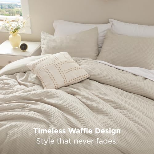 Image of Bedsure King Waffle Comforter Set Linen, Soft and Breathable Bedding Set
