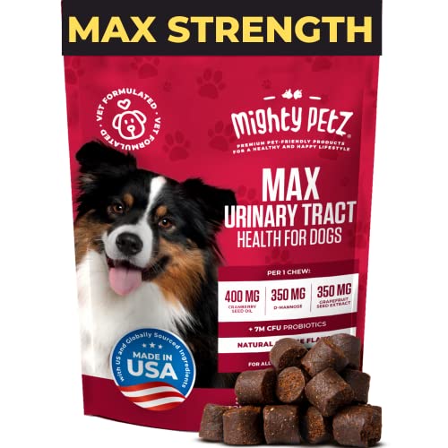 Mighty Petz MAX Cranberry for Dog UTI Treatment - Urinary Tract, Kidney & Bladder Health Supplement. Advanced Vet Formula, D Mannose, Probiotics & Vitamin C. Supports Immune Response & Incontinence
