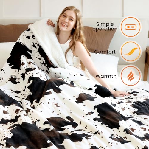 Image of Heated Blanket Queen Blanket - Fast Heating Electric Blanket, Soft Flannel Heated Throw with 4 Time Settings,10 Heating Settings, Warm Gifts for Women & Mom & Grandma