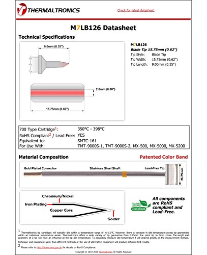 Image of Thermaltronics M7LB126 Blade Tip 15.75mm (0.62in) interchangeable for Metcal SMTC-161