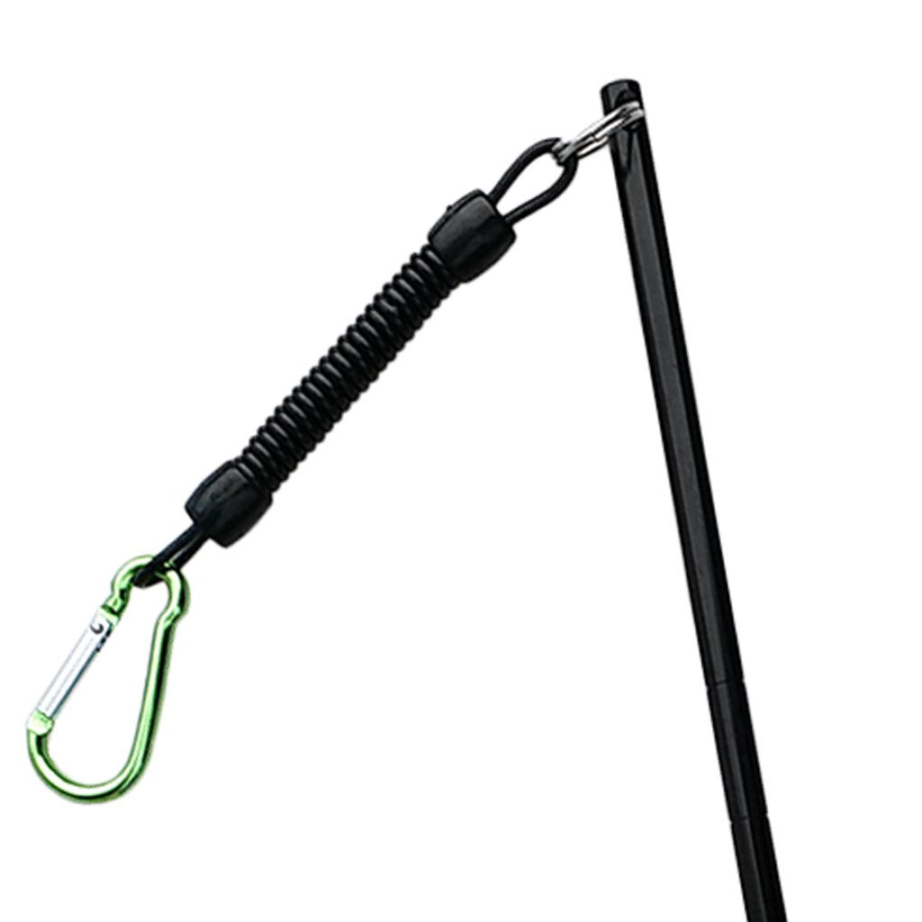 D DOLITY Aluminium Riffstab Taucher Zeigestab mit 34 cm Spiralverlängerung bis 65cm Karabinerhaken für Tauchen Schnorcheln Unterwasser Sport - Schwarz