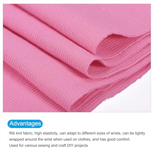Image of MECCANIXITY 39 inch Elastic Cuffs Ribbed Trims Cotton Fabric Knit Rib Stretch Tape Cuff Sleeve Waistband for Sewing, 6 inch Wide Pink