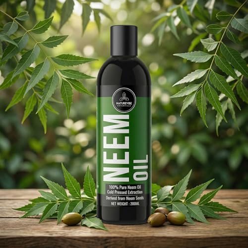 Image of Neem Oil 200ml by Naturevibe Botanicals 100% Pure Cold Pressed Neem for Skin, Hair & Scalp Care | Natural Body Massage Carrier Oil | Oily & Dry Skin | Suitable for Face & Hair Care