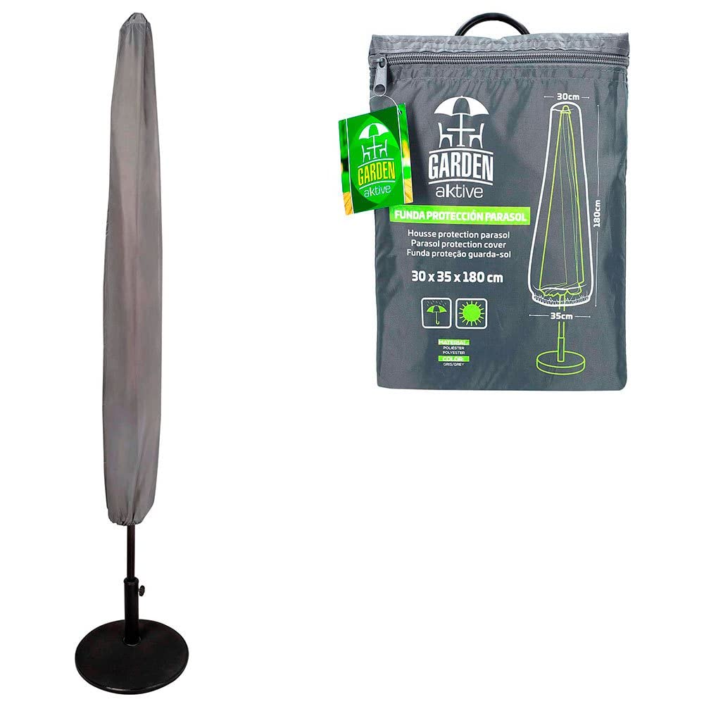 AKTIVE 61505 Schutzhülle für Ampelschirm, Sonnenschirmhülle, wasserdicht, max. 360 cm Durchmesser, Sonnenschirmhülle, Schutzhülle für Ampelschirm, Gartenschutzhülle, Grau