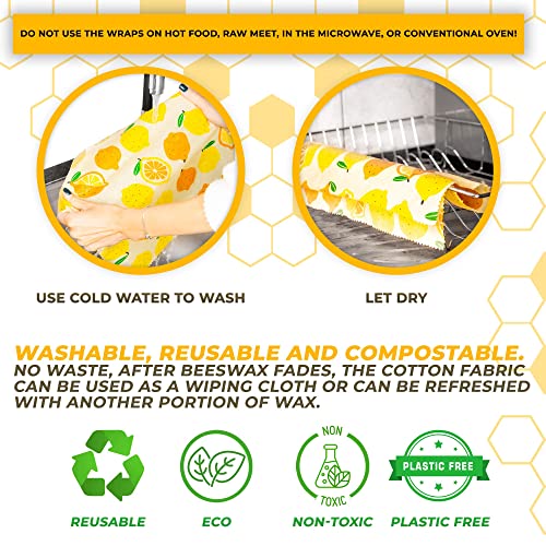 Reusable-Beeswax-Food-Wraps-Set--9-Pcs-Assorted-Sustainable-Beeswax-Wrap-Washable-Wax-Wrapping-Bread-Sandwich-Storage-Wax-Covers-3-Each-for-Small-Medium-and-Large