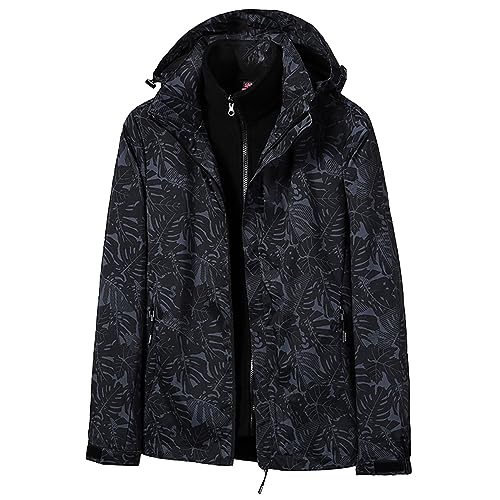 Cocila Manteau à Capuche Double éPaisseur Imprimé éRable Pour Femmes Couleur Unie Coupe Vent Et ImperméAble Veste D'extéRieur Respirante Automne Hiver...