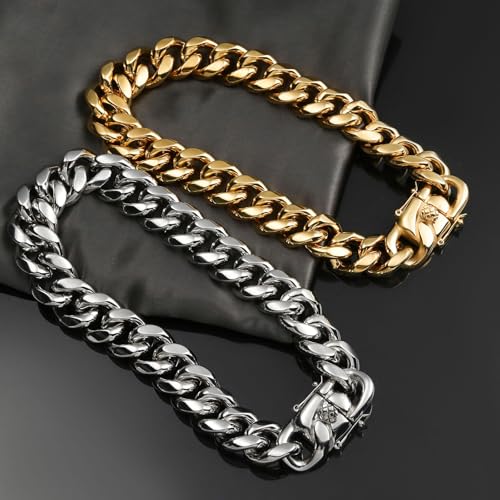 SDA 22mm Cuban Link Chain Necklace, 18K Real Gold Plated Stainless Steel, Chunky Choker for Men and Women, Waterproof4