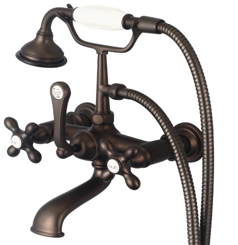 Water Creation F6-0010-03-PL Vintage Classic 7-Inch Spread Wall Mount Tub Faucet with Straight Wall Connector and Handheld Shower