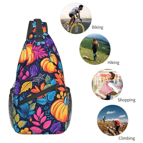 Mochila de hombro urbana con patrón de calabaza colorida miniatura 6
