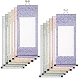 SOUJOY 12 Pcs Blank Hanging Scroll Paper, 28' x 11' Wall Mounting Scrolls Set with Dragon Pattern, Half-Raw Xuan Paper for Art Painting, Chinese Japanese Calligraphy, 6 Colors