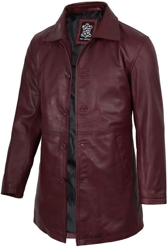 Blingsoul Leather Coats for Men - Vintage Style Long Leather Jacket Men