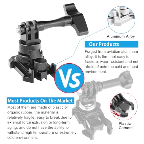 Image of Forevercam 360Rotate Aluminum Helmet Mount for Gopro Hero 13 12 11 10 9 8 DJI Osmo Insta360 AKASO and Other Action Camera Quick Release Buckle Clip Basic Base Mount