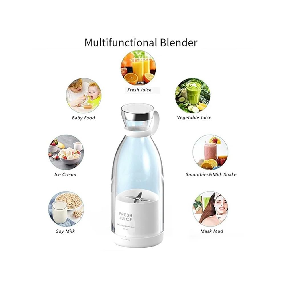 Frullatore portatile ricaricabile senza fili per succo fresco 350 ml Usb mini estrattore di frutta per alimenti frappè succhi (bianco)