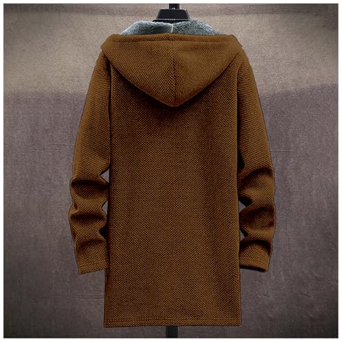 MARSVOVO Aztec Hoodie Cardigan Men Heavyweight Cotton Fleece Jacket Zip Up Warm Long Sleeve Hooded Winter Midi Coat4
