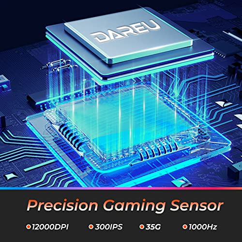 Image of DAREU Wireless Gaming Mouse with Charging Dock Rechargeable RGB,12K DPI,7 Programmable Buttons High-Precision Sensor [300IPS] [1000Hz] for PC Notebook Mac