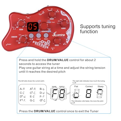Jemora PockRock Guitare portable Multi-effets Processeur Pédale d’effet 15 types d’effets 40 rythmes de batterie Fonction de réglage avec adaptateur secteur - Les Beatles, Paul McCartney, John Lennon, RIngo Starr, George Harrison Jemora PockRock Guitare portable Multi-effets Processeur Pédale d'effet 15 types d'effets 40 rythmes de batterie Fonction de réglage avec adaptateur secteur – Image 8