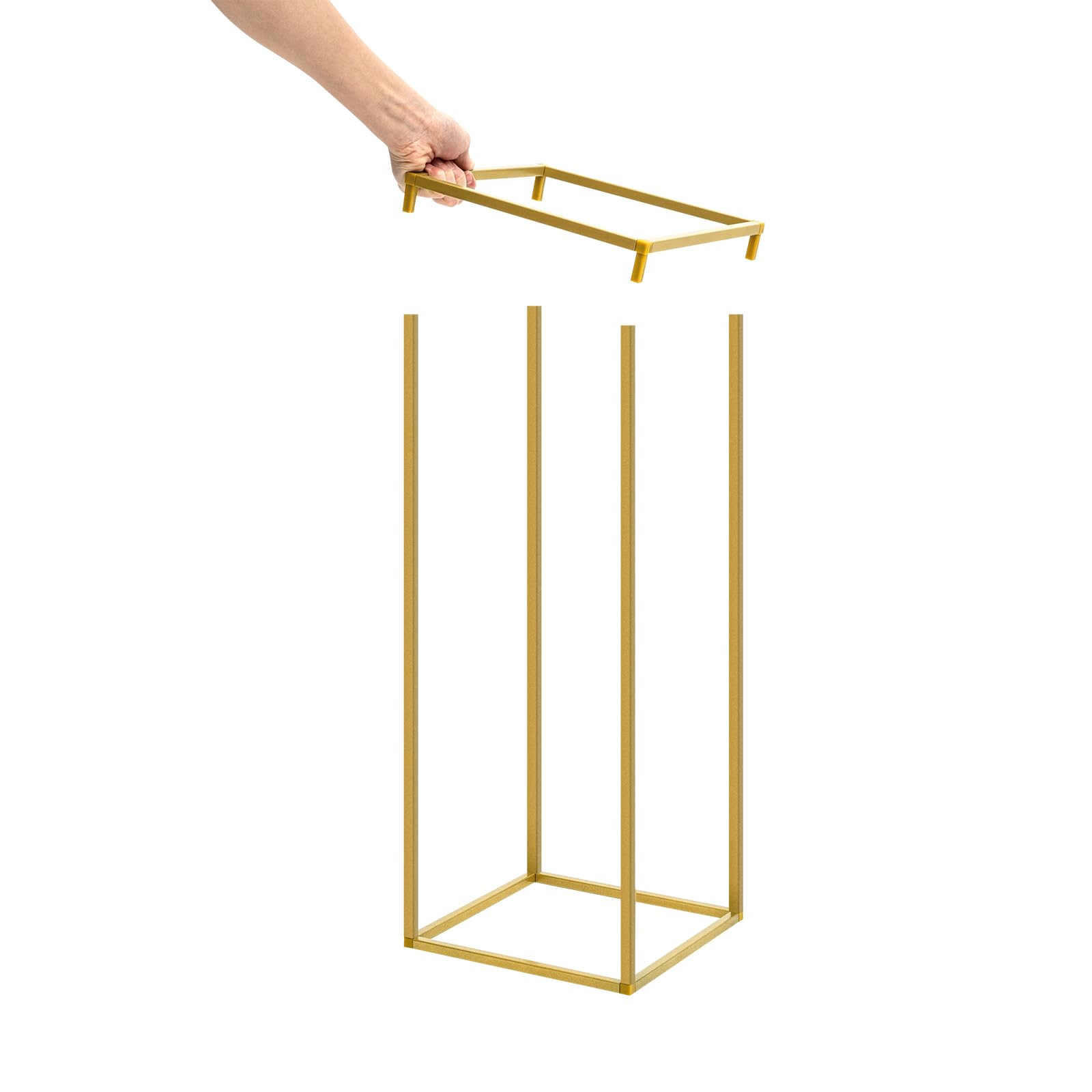 10 jarrones dorados para mesas de centro de boda, jarrones de metal con base de flores, soporte para flores, jarrón alto geométrico, estante de exhibición de flores rectangular para el hogar, fiesta