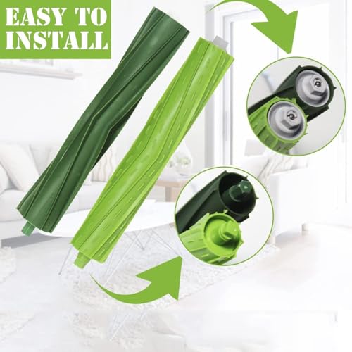 Image of 1 Sets Replacement Rubber Roller Brushes Compatible for iRobot Roomba E & I & J Series, Replacement Parts Accessory for J8+ i7+ i7 i1 i2 i3 i4 i6 i6+ i8 i8+Plus E5 E6 E7 Vacuum Cleaner