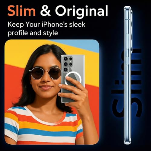 Image of Jkobi Lifetime Anti-Yellow MagSafe Compatible Clear Back Cover Case for Samsung Galaxy S23 Ultra (Sleek Hard Crystal | Shockproof and Camera Protection)