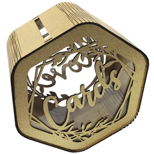 Caja de madera hexagonal CANIGHT dorada para decoración de mesas y guardar tarjetas 2