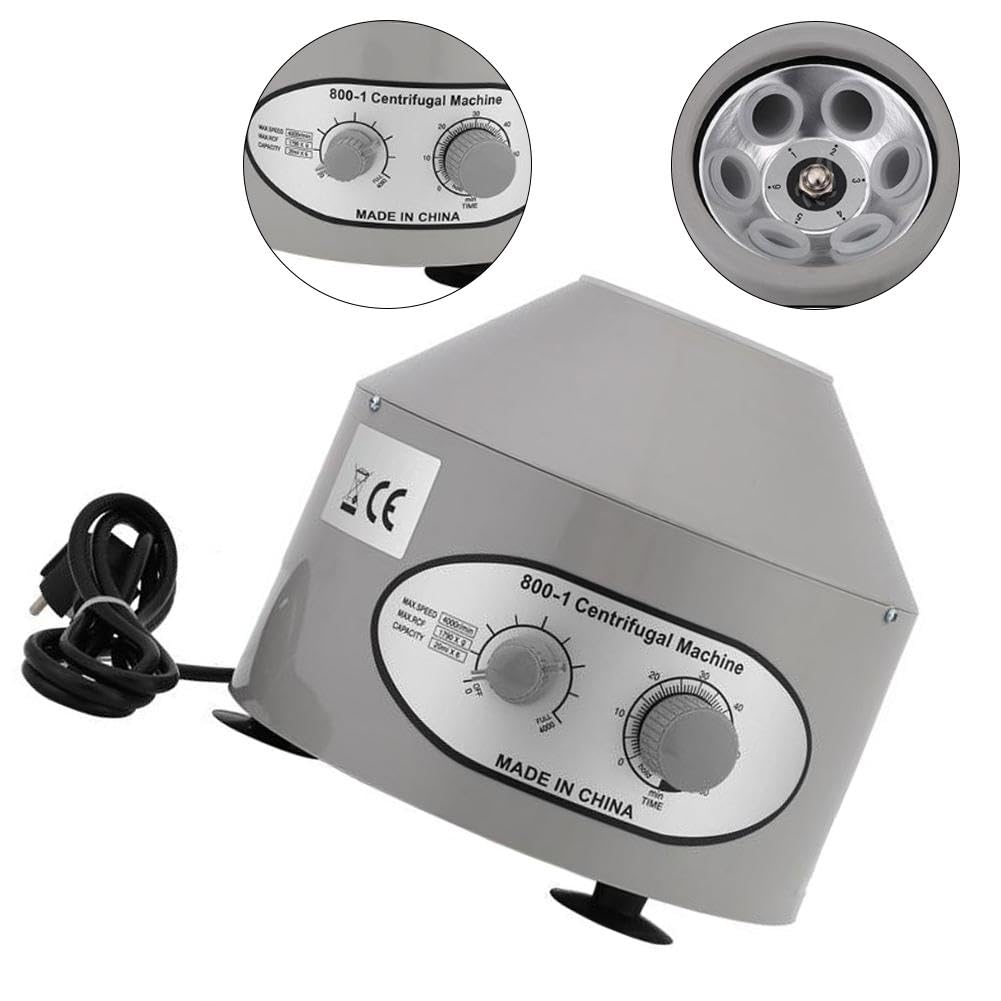 Centrifuge Labor Zentrifuge 800-1, 4000U/min Kleine Elektrische Tischzentrifuge mit Einstellbaren Geschwindigkeiten und Zeitmesser Labor-Zentrifugen Laborzentrifuge 20ml*6 Blutplasma Mikrozentrifuge