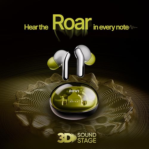 Image of Mivi DuoPods Roar (New Launch) 13mm AAC Audio Tech | AI-ENC | Dual Mic | 5.3 Bluetooth Ear Buds | 70Hrs Battery | Fast Charge | IPX4 | Low Latency | Gaming Earbuds