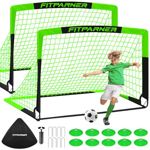 Image of Kids Soccer Goals for Backyard Set - 2 Pack of Portable Pop Up Soccer Nets with Ball,Cones,Complete Training Equipment Kit for Toddler,Youth,Kids Age 3-14,Outdoor Sports Game