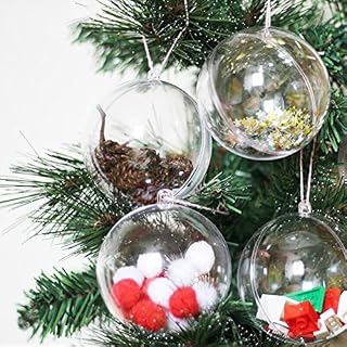 20Pcs Clear Baubles, 5CM Transparent Christmas Ball Clear Plastic Baubles Fillable Acrylic baubles Clear Christmas Tree Decorations Balls Christmas Baubles Ornament for Xmas Tree Wedding Party Decor