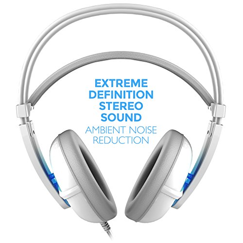 Sentey Gaming Headset Microphone Orbeat White Gs-4440 Audiophile Level Stereo Headphones For Pc, Mac And All Analog 3.5M Devices, Usb2.0 (Power Led Lights Only) + 2 X 3.5Mm Plugs (Mic And Sound) #TOP1