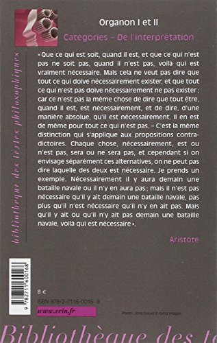 Catégories et De l'interprétation: Organon I et II – vue 2