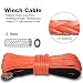 Yoursme Nylon Synthetic Winch Cable Rope with Sheath for SUV ATV UTV Winches Truck Boat Ramsey Car 1/4" x 50'-8000LB+ Orange
