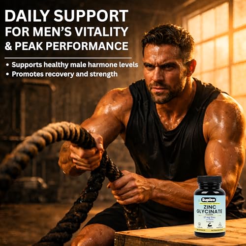 Image of Suplee Zinc Glycinate with Copper Supplement | 17mg Zinc & 1.7mg Copper | High Absorption Chelated Formula for Immunity, Skin & Muscle Health | 90 Veg Capsules (Lab Tested)
