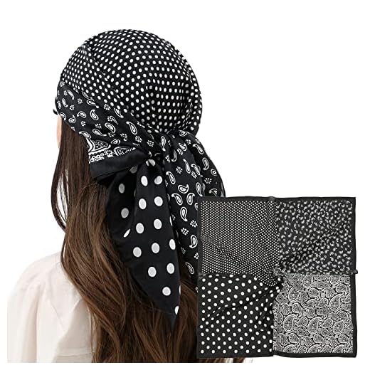 RIIQIICHY Pañuelo Cuello Bufanda Foulard Mujer Fular Seda Bandana Colores Diseños 70 cm