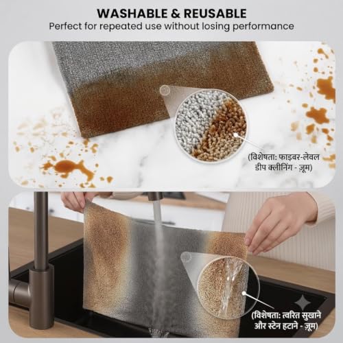 Image of Large Microfiber Cleaning Cloth Roll, 20 Cloth Roll Pack, Reusable Lint Free Kitchen Cleaning Cloth, Super Absorbent Multipurpose Wiper for Kitchen, Glass, Car & Home |