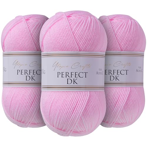 Utopia Crafts DK Double Knitting Yarn 3x 100g (Baby Pink)
