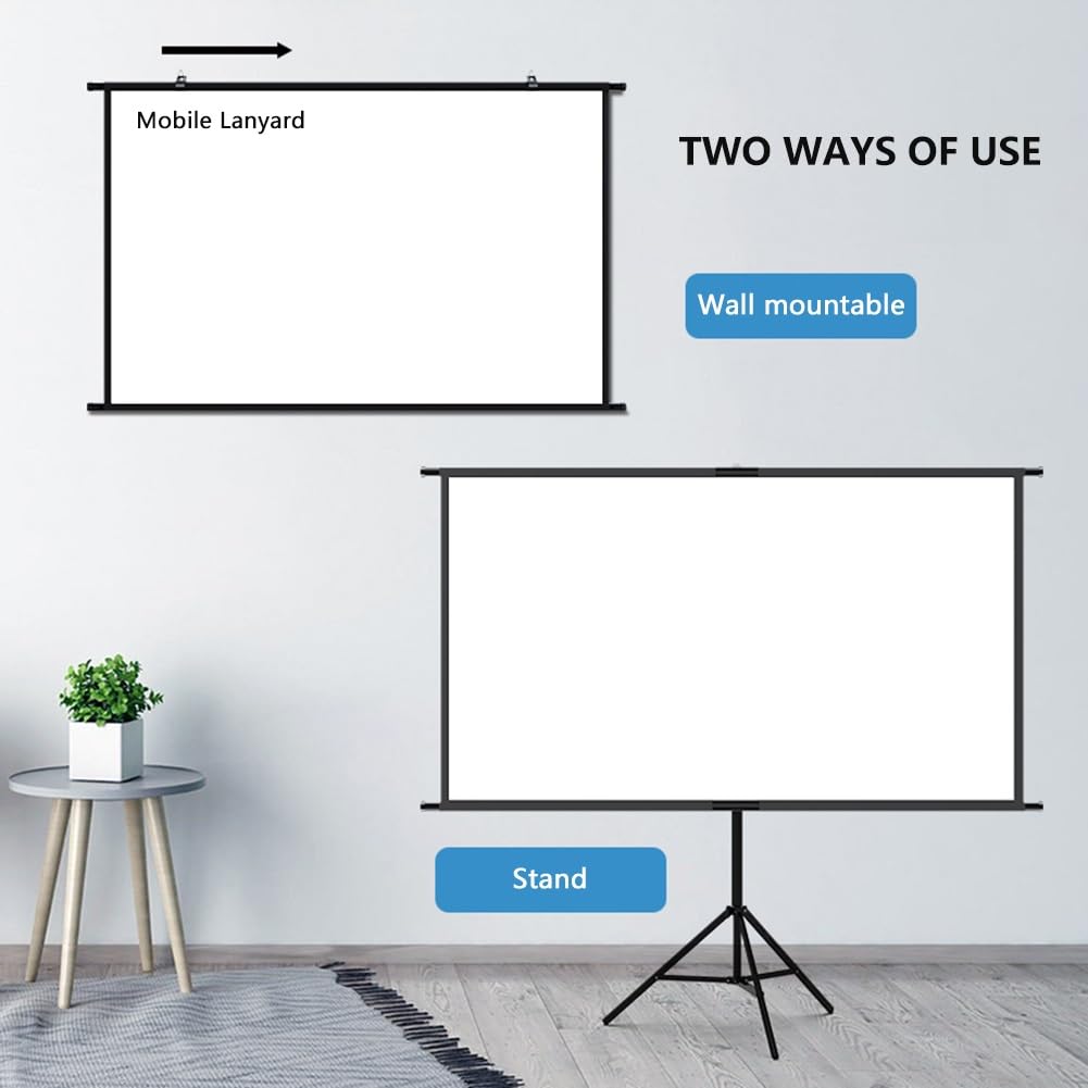 60" 84" 100" Schermi Cinematografici Manuali con Supporto a Treppiede, 16:9 4K Ultra HD Idea per Cinema in Casa, Feste in Giardino(60" (16:9))