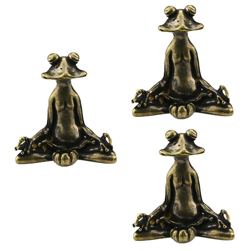 CTRLZS Vintage Brass Meditation Frog Statue Ornaments Animal Sculpture Incense Burner Home Decor