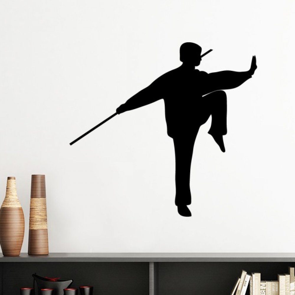 Sticker moine Shaolin amovible pour masquer les imperfections d'un mur