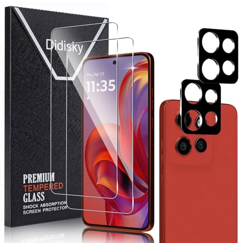 Didisky Screen Protector for Motorola Moto Edge 50 Neo, 2 Pack Tempered Glass Screen Protector with 2 Pack Camera Lens Protector, 9H,Easy to Install,Scratch-Resistant, HD