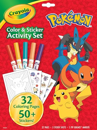 CRAYOLA Pokémon Kit d'activités et couleurs | Comprend 32 pages de coloriage, 5 marqueurs et 3...