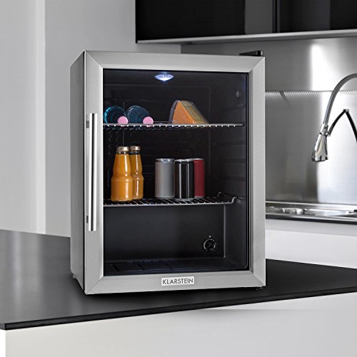 Klarstein Beersafe XL - minibar, minikoelkast, drankenkoelkast, 60 liter, stil, 42 dB, roestvrij staal, glazen deur, 2 slots, 5-niveau temperatuurregelaar, zwart-zilver - Image 5