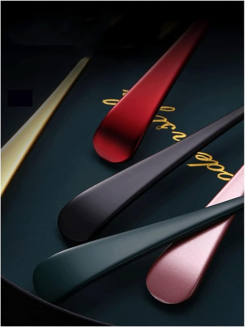 Dessert Spoon,Spoon Stainless Steel Small Spoon Long Handle Household Cake Small Spoon Exquisite Western Food Spoon Color Spoon -Gold