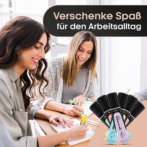 GLÜCKSGUT® 6x Textmarker Pastell | Geschenkbox & Anleitung | Scherz-Medikament | Anti Stress | Büro Schule Studium Uni | Abschiedsgeschenk für Kollegen Chef Lehrer