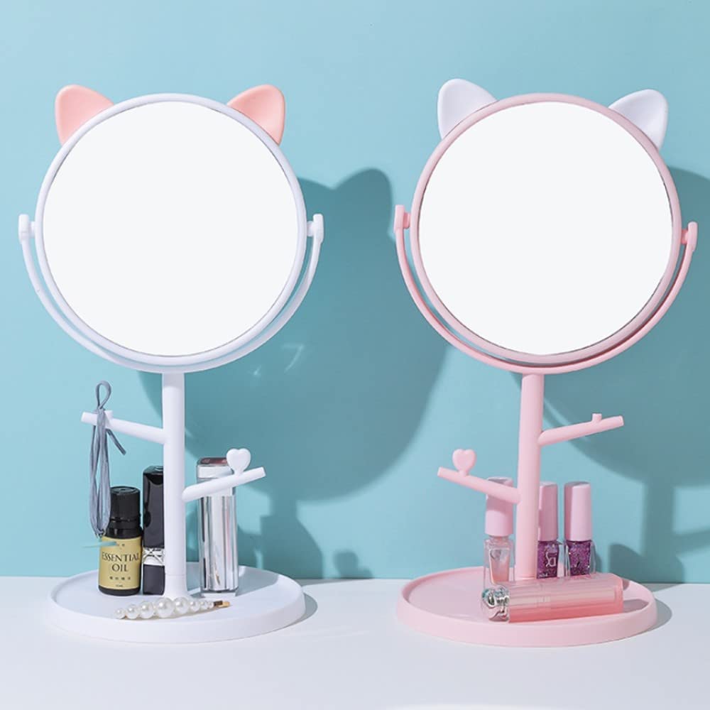 Exotic Mall Plastic Portable Folding Table revolving Mirror with Storage Tray and Hanging Hook Cosmetic Mirror Ideal for Women Dressing Table - Multicolour 3