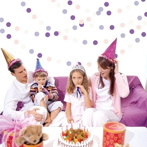 Image of Purple-Pink White Party-Decorations Paper Garland - 52ft Lavender Birthday Streamers Banner, Lilac Baby Bridal Shower Wedding Bachelorette Hanging Supplies Decor Hugfond